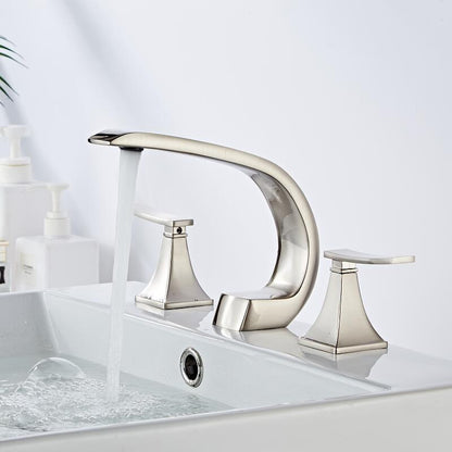 Juno Widespread Deck-Mounted Dual-Handle Bathroom Basin Mixer Faucet