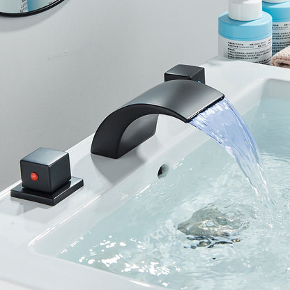Juno Widespread LED Waterfall Bathroom Faucet - Dual Handle Vanity Design