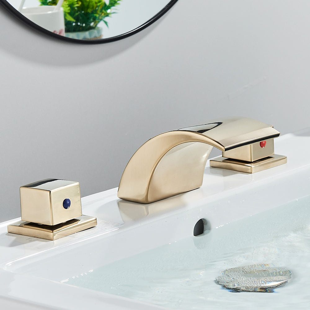 Juno Widespread LED Waterfall Bathroom Faucet - Dual Handle Vanity Design