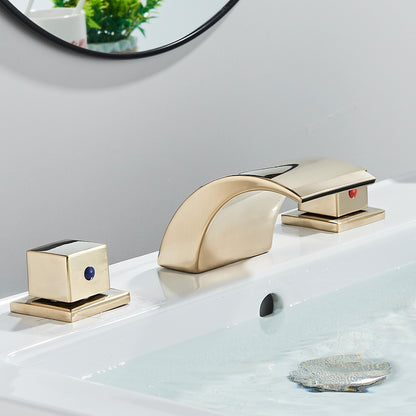 Juno Widespread LED Waterfall Bathroom Faucet - Dual Handle Vanity Design