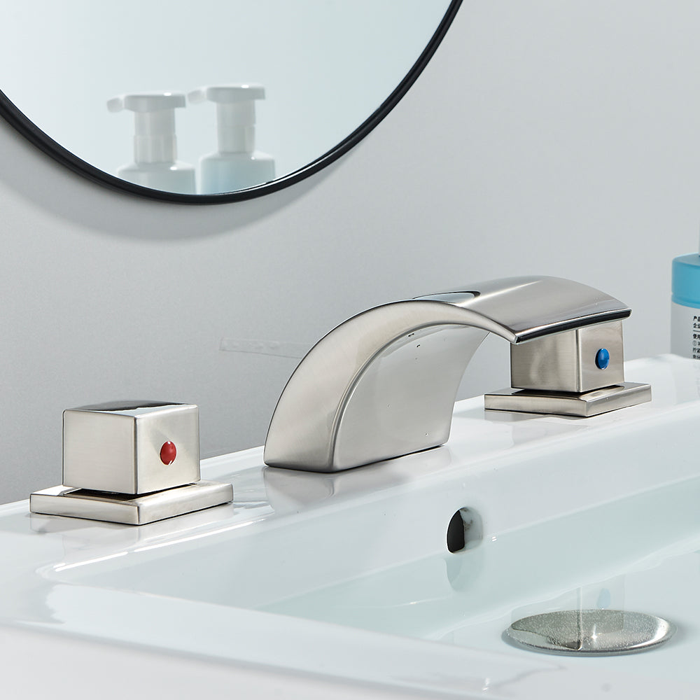 Juno Widespread LED Waterfall Bathroom Faucet - Dual Handle Vanity Design