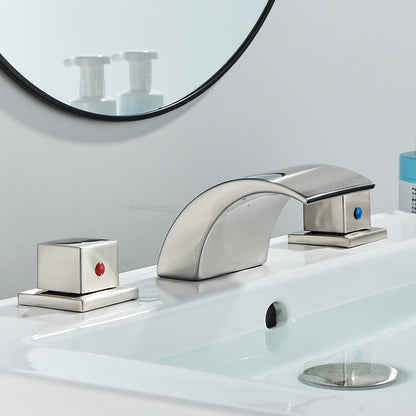 Juno Widespread LED Waterfall Bathroom Faucet - Dual Handle Vanity Design