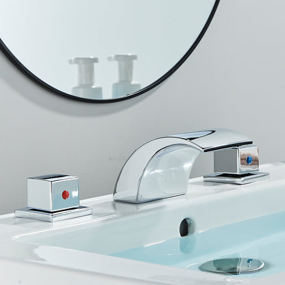 Juno Widespread LED Waterfall Bathroom Faucet - Dual Handle Vanity Design