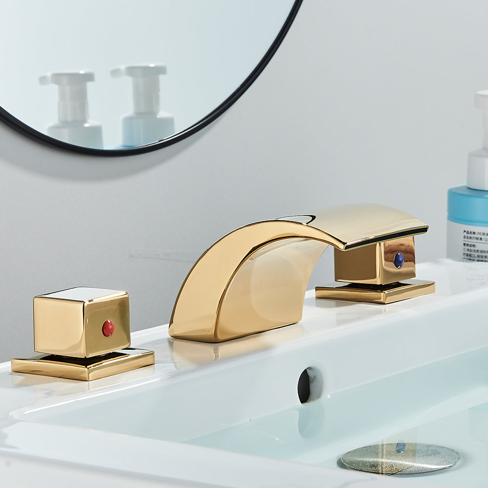 Juno Widespread LED Waterfall Bathroom Faucet - Dual Handle Vanity Design