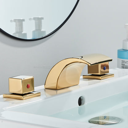 Juno Widespread LED Waterfall Bathroom Faucet - Dual Handle Vanity Design