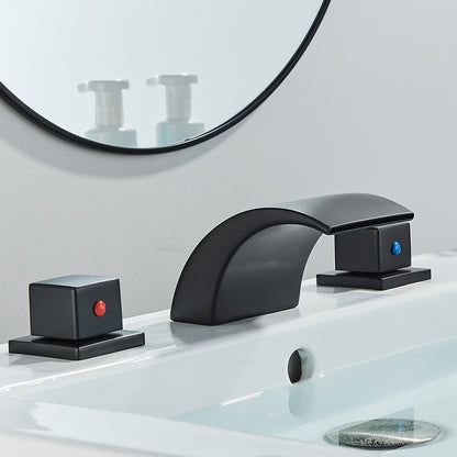 Juno Widespread LED Waterfall Bathroom Faucet - Dual Handle Vanity Design