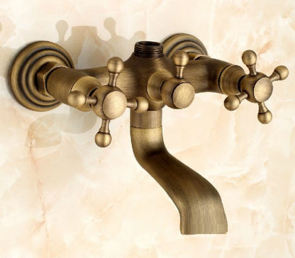 Juno Solid Brass Antique Design Claw Foot Wall Mount Bathtub Faucet