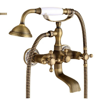 Juno Solid Brass Antique Design Claw Foot Wall Mount Bathtub Faucet