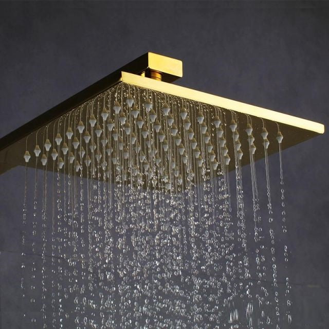 Juno Wall Mount Gold Shower Head Set with Handheld Shower