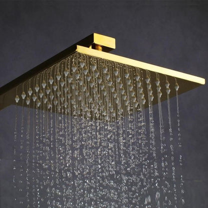 Juno Wall Mount Gold Shower Head Set with Handheld Shower