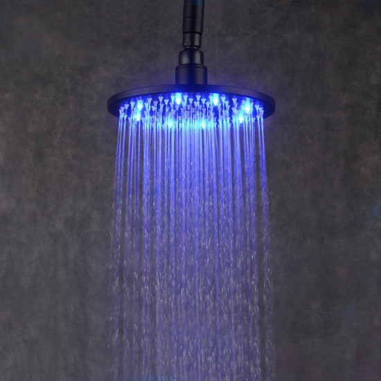 Juno 10 inch Brass Chrome Water Powered LED Shower Head 16 LED Lights