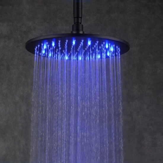 Juno 10 inch Brass Chrome Water Powered LED Shower Head 16 LED Lights