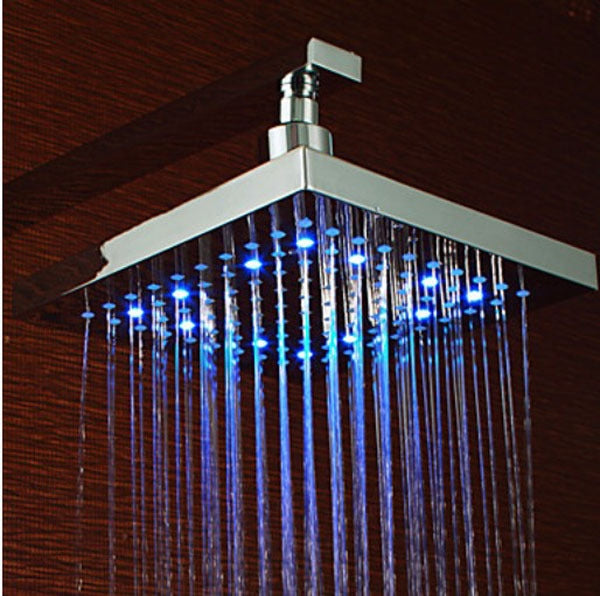 Juno 10" Wall Mount Waterfall Color Changing Brass Led Shower Head