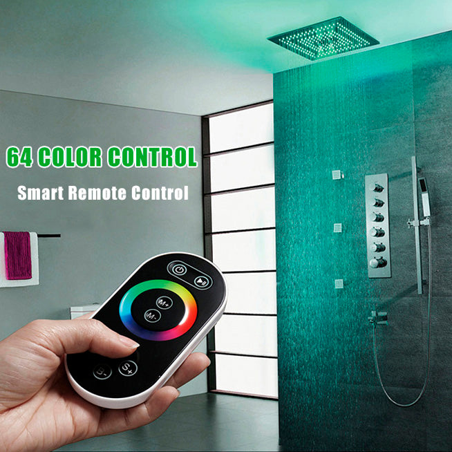 Juno Modern Design Luxury Hotel Spa Shower Head with LED lighted Rain Shower & Mist