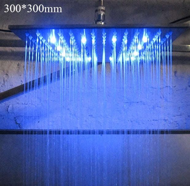 Juno 16 inch Water Powered Multicolor Rainfall Led Brass Shower Head