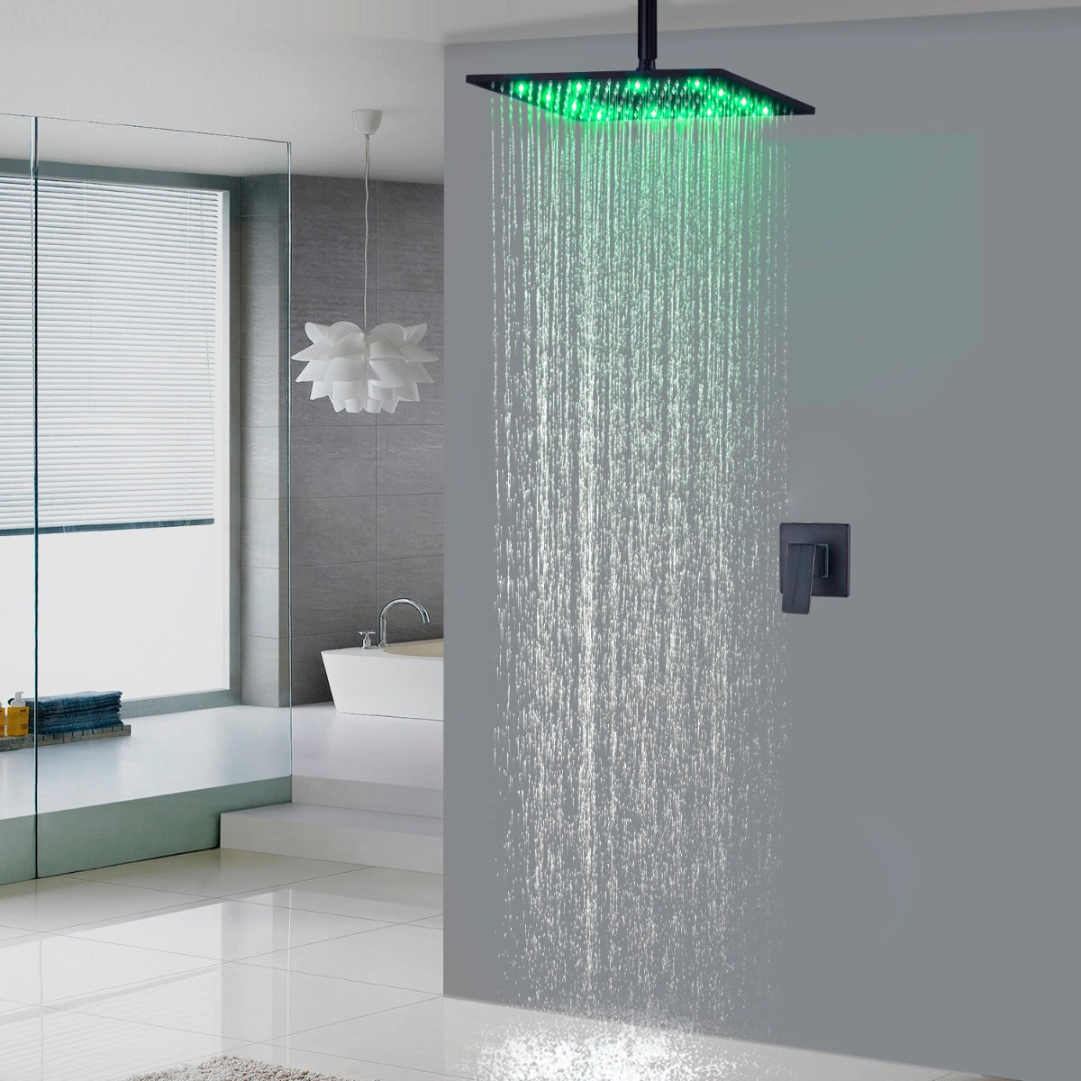 Juno 16 Oil Rubbed Bronze Square Color Changing LED Rain Shower Head