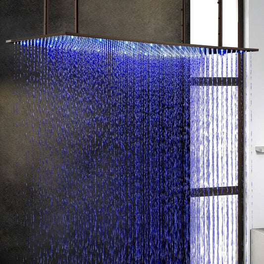 Juno 20 x 40 Oil Rubbed Bronze Rectangular Ceiling Mount LED Rain Shower Head