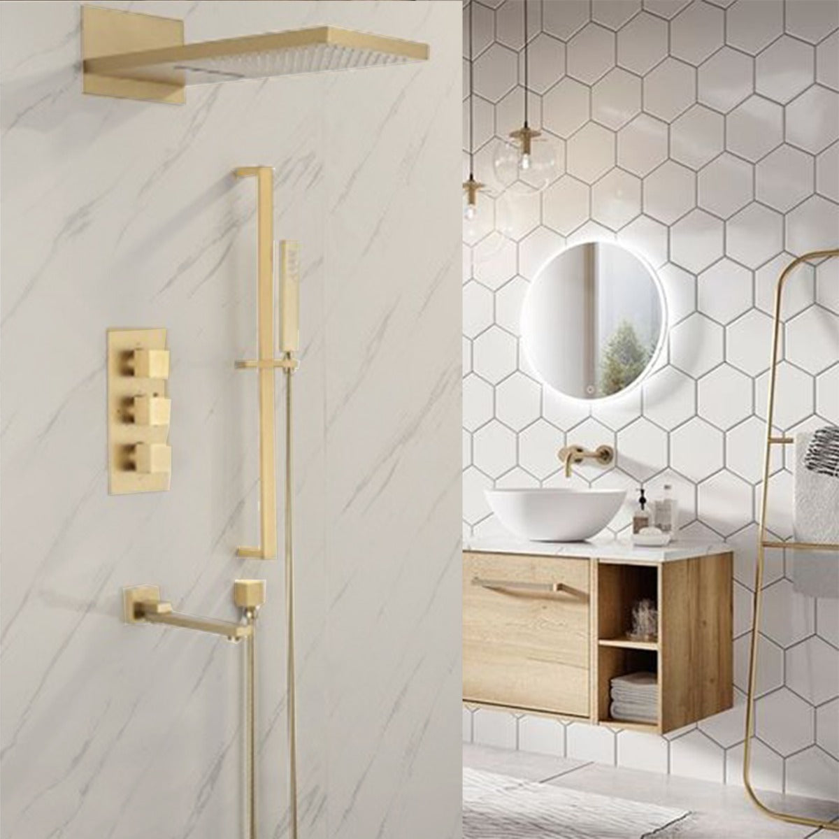 Juno 22 Inch Wall Mount Rainfall Waterfall shower head With Handheld Shower