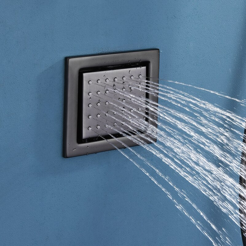 Juno 22 Inch GunMetal Wall Mount Rain Shower Head with 6 Knobs Mixer