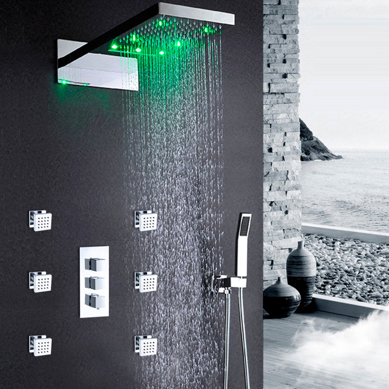 Juno 22" LED Waterfall Shower Faucet with Shower Jet 