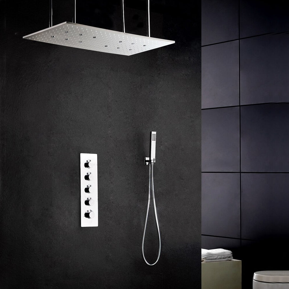 Juno 32 by 16 Amore Atomizing Swash And Rainfall Temperature Controlled LED Shower Head Shower System