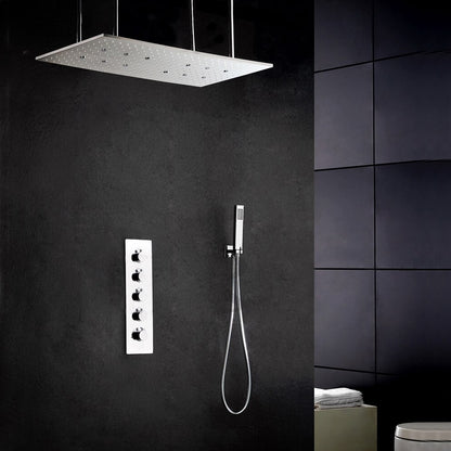 Juno 32 by 16 Amore Atomizing Swash And Rainfall Temperature Controlled LED Shower Head Shower System