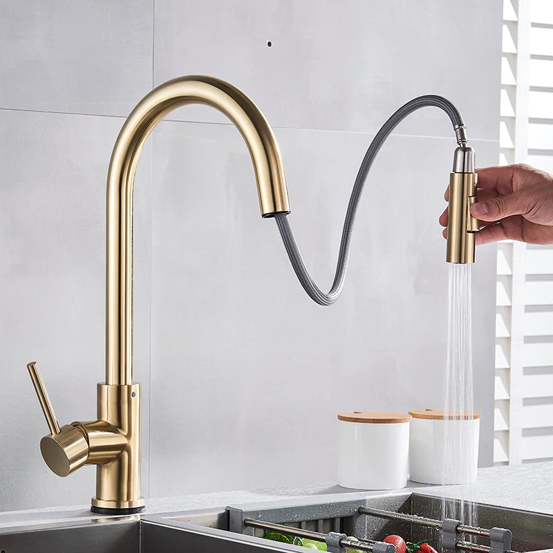 Juno 3 Function Brushed Gold Touch Control Kitchen Faucet