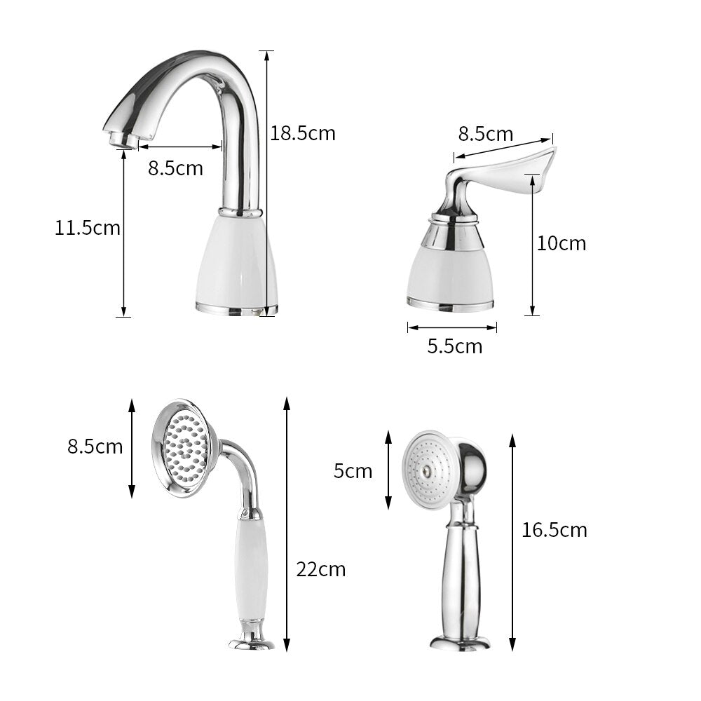 Juno 5 Pcs Gold Bathtub Faucet Deck Mount WIth Handheld Shower Faucet