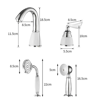 Juno 5 Pcs Gold Bathtub Faucet Deck Mount WIth Handheld Shower Faucet