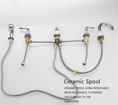 Juno 5 Pcs Gold Bathtub Faucet Deck Mount WIth Handheld Shower Faucet