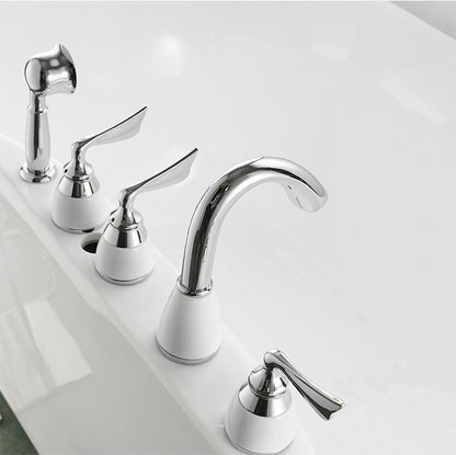 Juno 5 Pcs Gold Bathtub Faucet Deck Mount WIth Handheld Shower Faucet