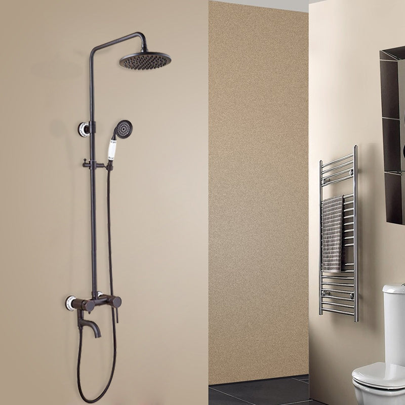 8 Brass Antique Black Faucet Shower Head Handshower Hose 4