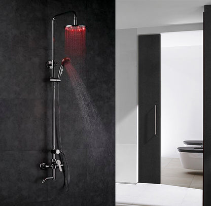 Juno 8 Round LED Shower Head Set With Round Handheld Shower And Shower Faucet