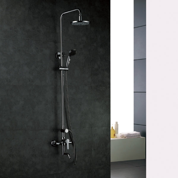 Juno 8" Round LED Shower Head Set with Round Handheld Shower and Shower Faucet