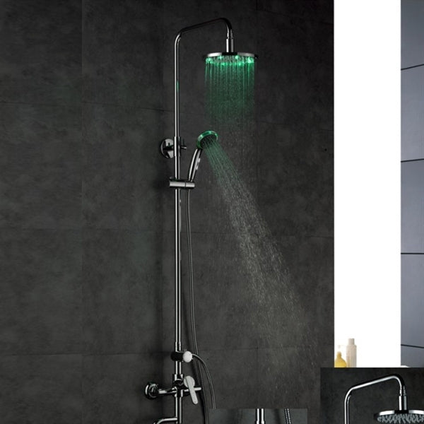 Juno 8" Round LED Shower Head Set with Round Handheld Shower and Shower Faucet