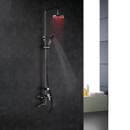 Juno 8" Round LED Shower Head Set with Round Handheld Shower and Shower Faucet