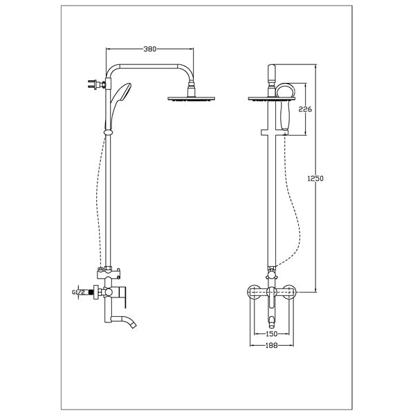 Juno 8" Round LED Shower Head Set with Round Handheld Shower and Shower Faucet