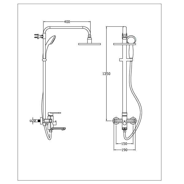 Juno 8" Shower Set with Handheld Shower Head and Shower Mixer Faucet