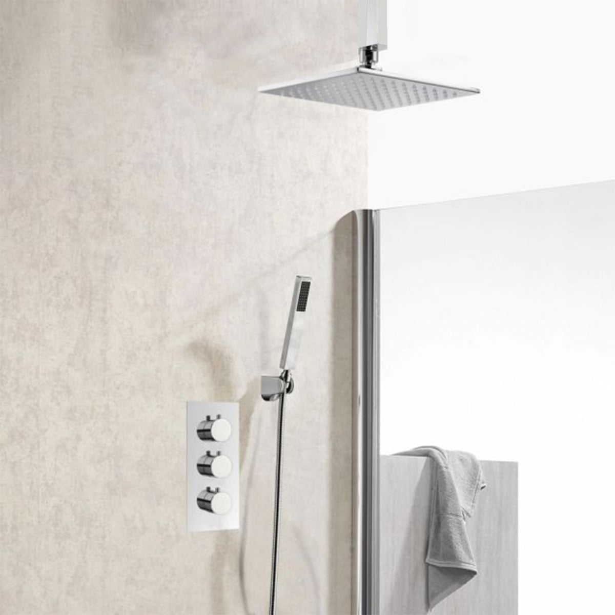 Juno 8" To 16" Alura Wall Mount Brass Chrome Finish Shower Set with Hand Held Shower