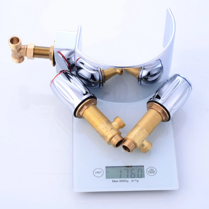 Juno Abella Two Handles Chrome Waterfall Sink and Bathtub Faucet