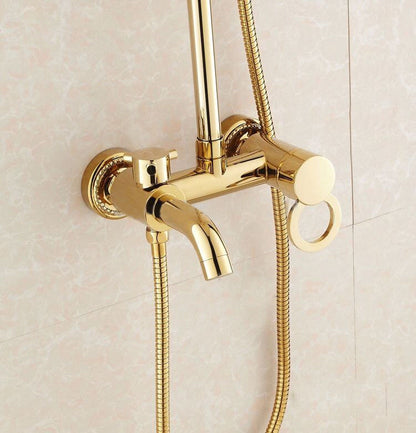Juno Amazing Ultra Thin Round Gold Single Handle Wall Mount Shower with Hand-Held Shower