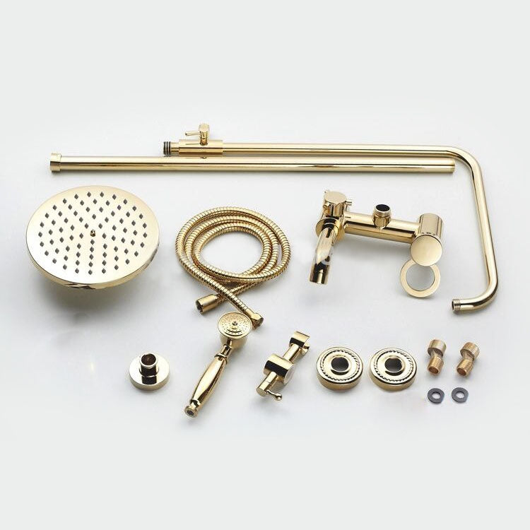 Juno Amazing Ultra Thin Round Gold Single Handle Wall Mount Shower with Hand-Held Shower