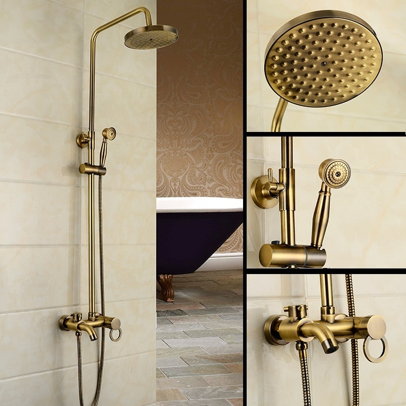 Juno Amazing Ultra Thin Round Gold Single Handle Wall Mount Shower with Hand-Held Shower