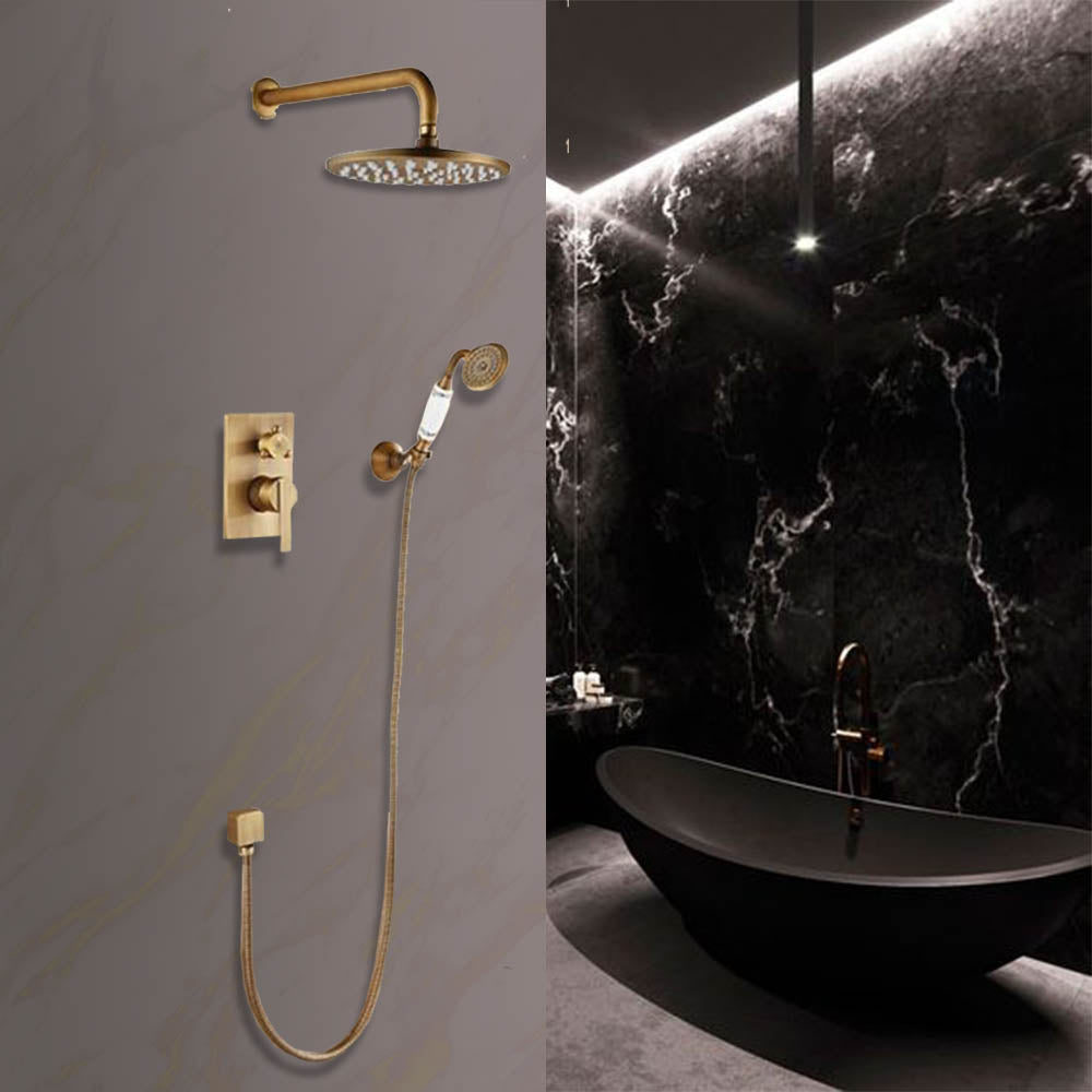 Juno Ancient Ceramic Wall Mount Shower Head with Hand Held Shower