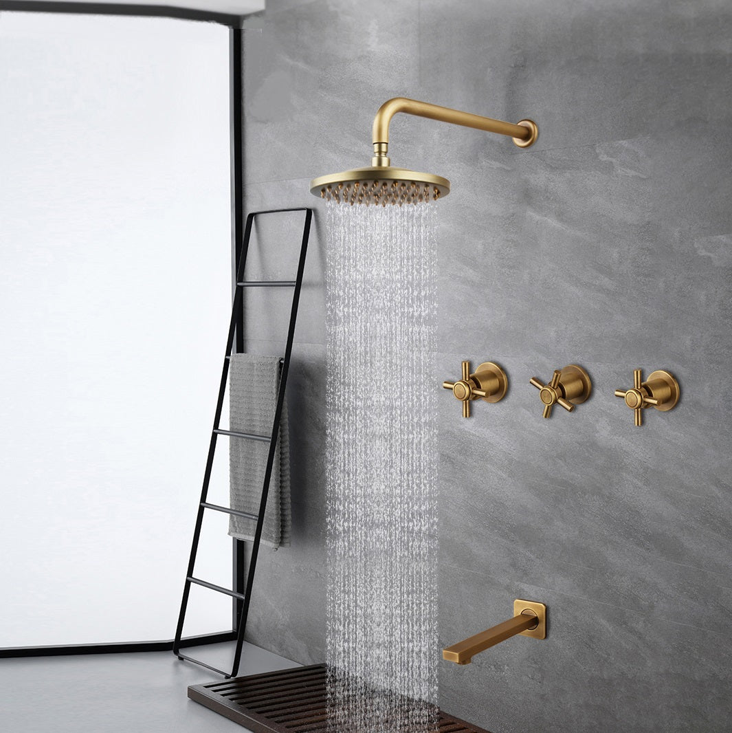 Juno Antique Brass Rain Shower Head Set