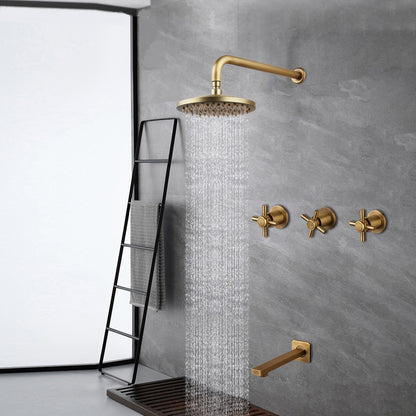 Juno Antique Brass Rain Shower Head Set