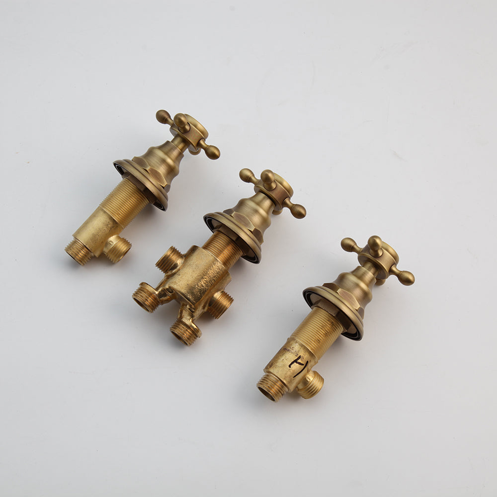 Juno Antique Brass Rain Shower Head Set