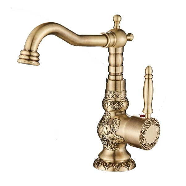 Antique-Brass-Single-Hand-Bathroom-Mixer-Faucet