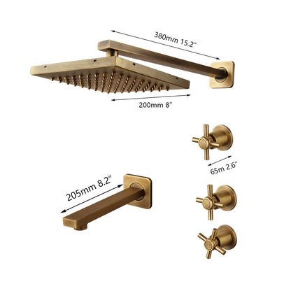 Juno Antique Brass Rain Shower Head Set