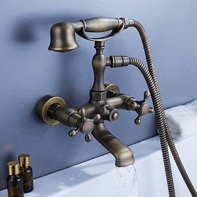 Juno Antique Bronze Bathtub Mixer Faucet Ceramic Handheld Shower